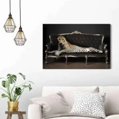 Schilderijen-Reinders Schilderij Luipaard Chique - 60 x 90cm - Zwart