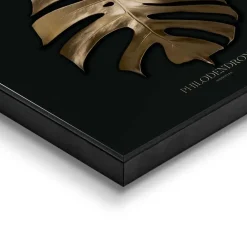 Reinders Schilderij Monstera Blad - 50 x 50cm - Goudkleurig