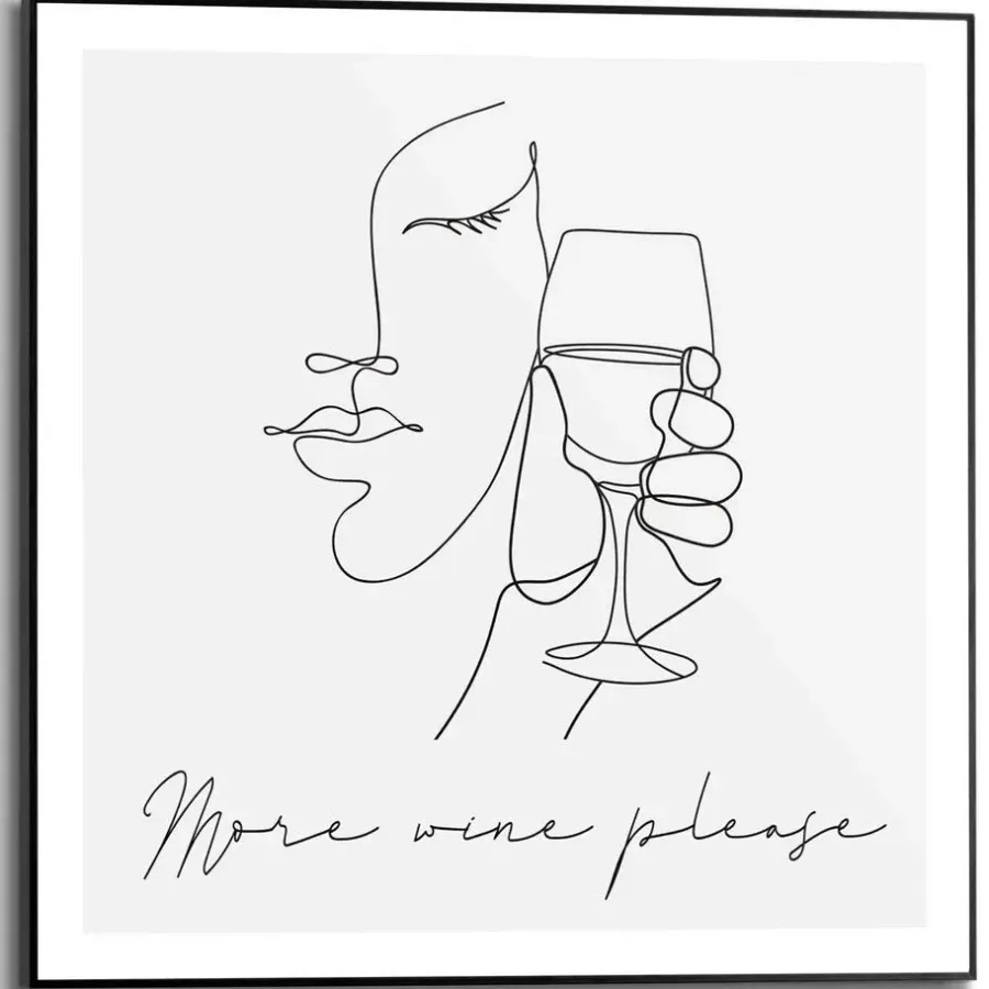 Schilderijen-Reinders Schilderij More wine please - 50 x 50cm - Zwart-Wit