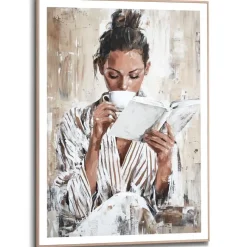 Reinders Schilderij Morning Reading - 70 x 50cm - Bruin