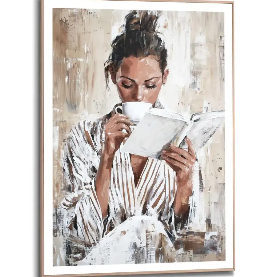 Reinders Schilderij Morning Reading - 70 x 50cm - Bruin