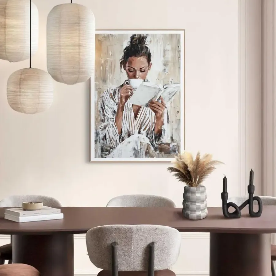 Reinders Schilderij Morning Reading - 70 x 50cm - Bruin
