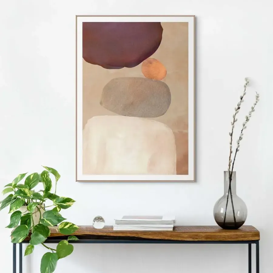 Reinders Schilderij Pebble Play - 70 x 50cm - Bruin