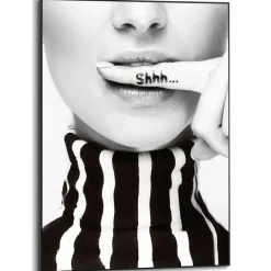 Posters-Reinders Schilderij Ssshhh! - 70 x 50cm - Zwart-Wit