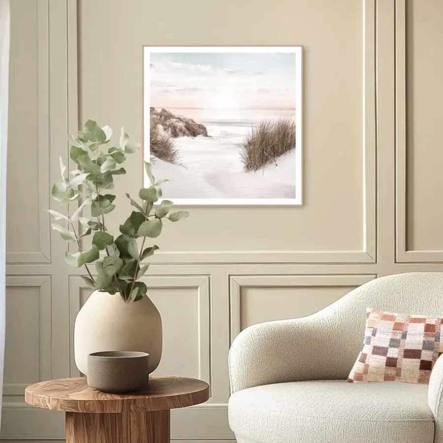 Schilderijen-Reinders Schilderij Strand Horizon - 50 x 50cm - Beige