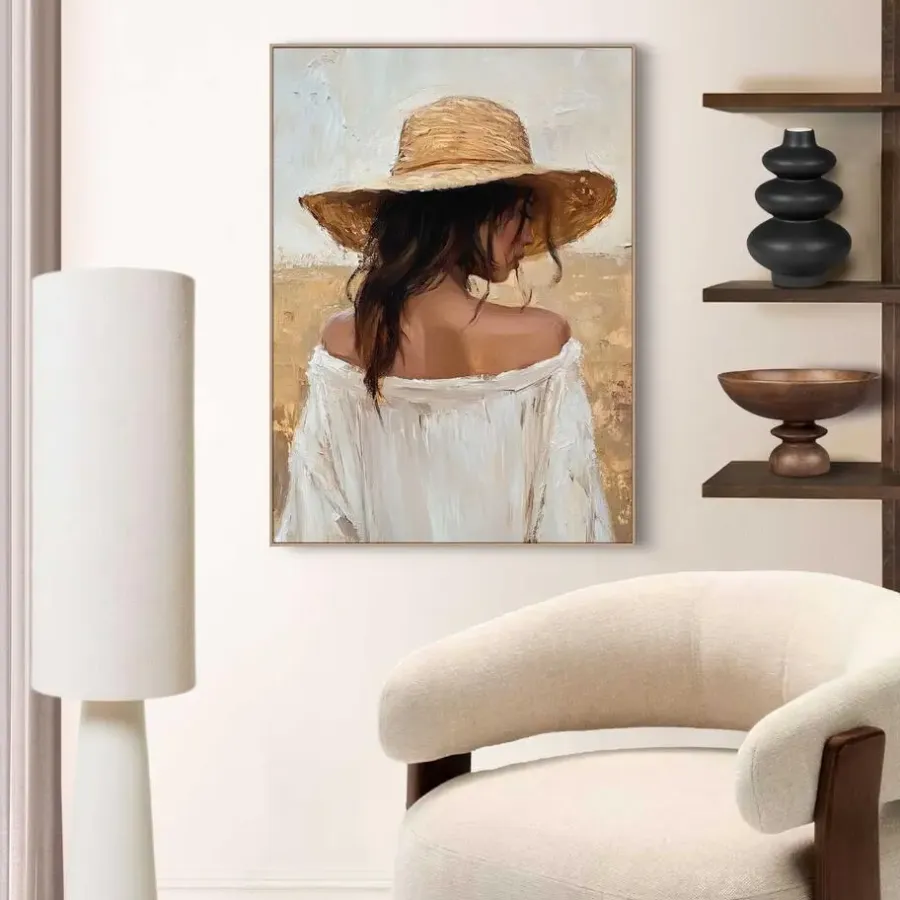 Reinders Schilderij Summer Lady - 70 x 50cm - Beige