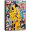Schilderijen-Reinders Schilderij The Modern Kiss - 90 x 60cm - Geel