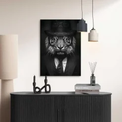 Reinders Schilderij Tiger Man - 70 x 50cm - Zwart-Wit