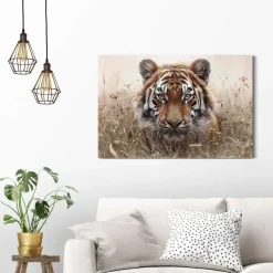 Schilderijen-Reinders Schilderij Tijger op jacht - 60 x 90cm - Bruin