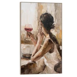 Schilderijen-Leen Bakker Schilderij Vrouw met wijn - MDF - 118x70 cm