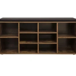ACAZA Schoenenbank - met kussen - 10 vakken - 104x48x30 cm - vintage bruin