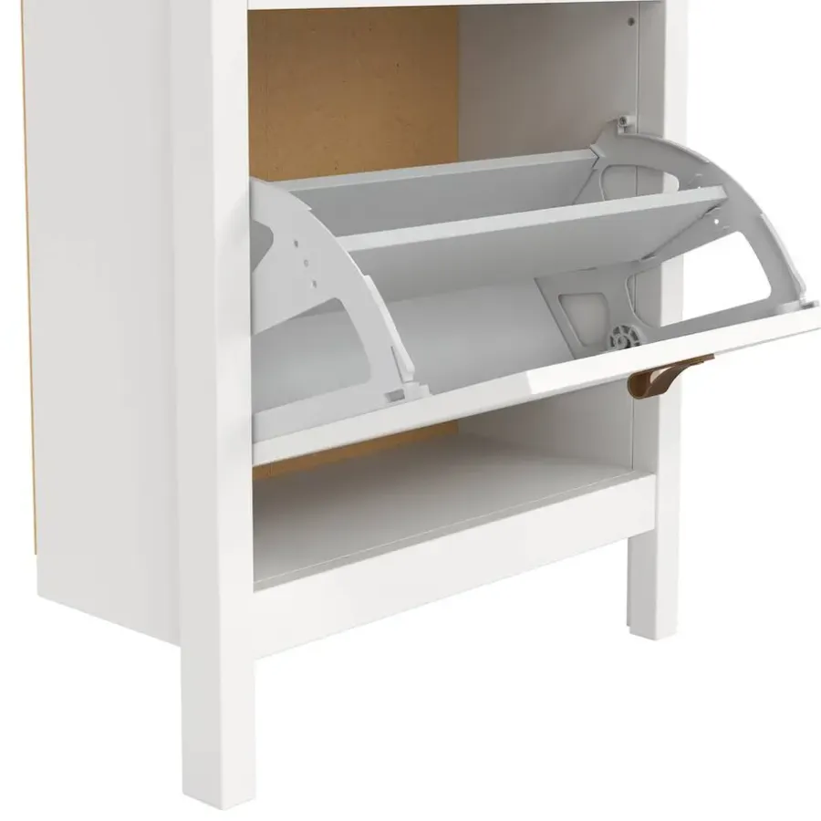 Schoenenkasten-Leen Bakker Schoenenkast Madeira - wit - 102,9x53,8x24,6 cm