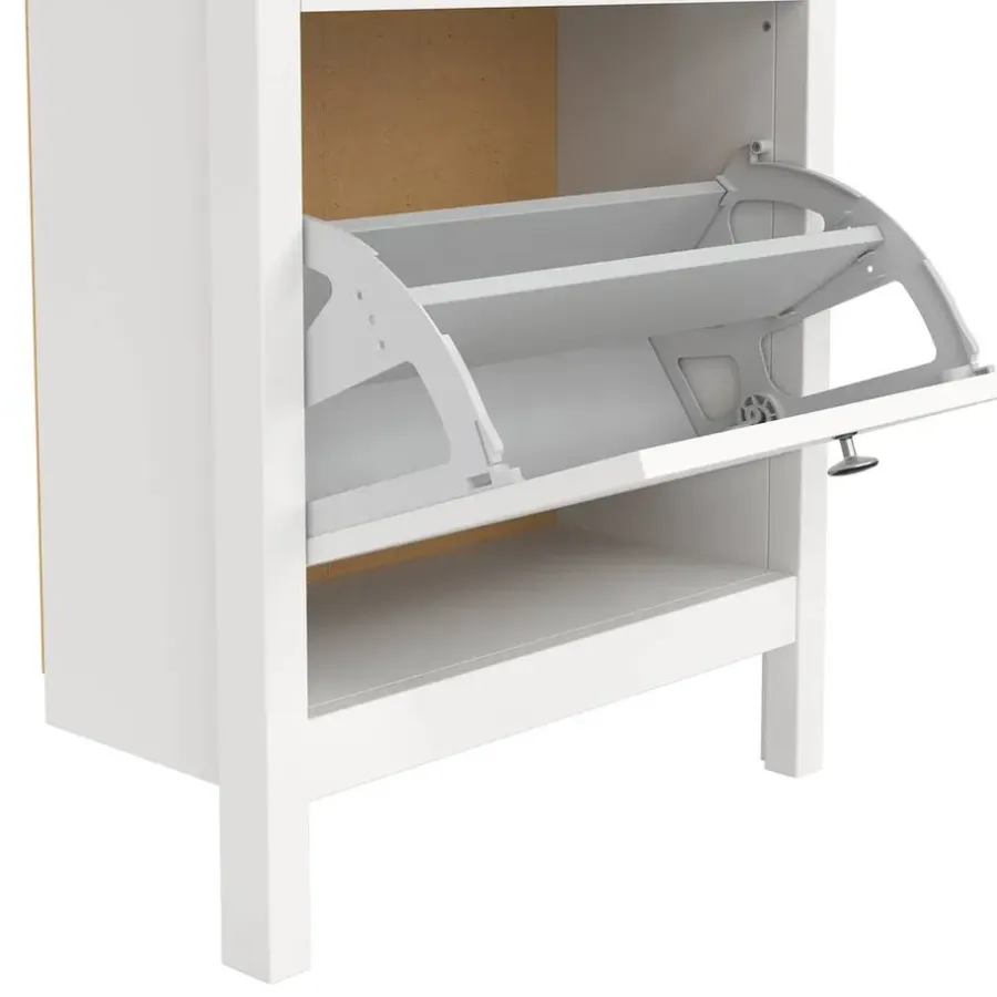 Schoenenkasten-Leen Bakker Schoenenkast Madeira - wit - 102,9x53,8x24,6 cm