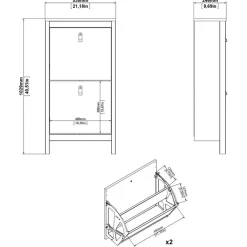 Schoenenkasten-Leen Bakker Schoenenkast Madeira - wit - 102,9x53,8x24,6 cm