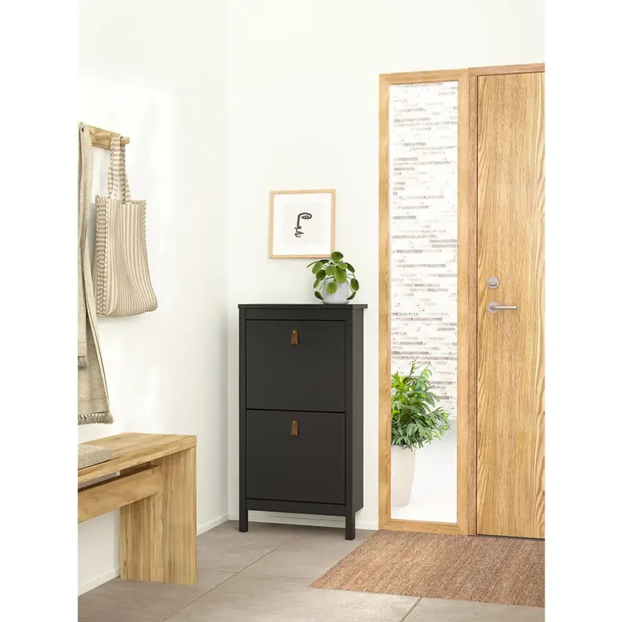 Schoenenkasten-Leen Bakker Schoenenkast Madeira - zwart - 102,9x53,8x24,6 cm