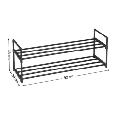Kledingopbergers-Merkloos Schoenenrek - stapelbaar - 2 niveaus - 92x33x30 cm - zwart