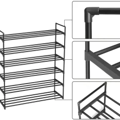ACAZA Schoenenrek - stapelbaar - 92x113x30 cm - zwart