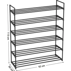 ACAZA Schoenenrek - stapelbaar - 92x113x30 cm - zwart