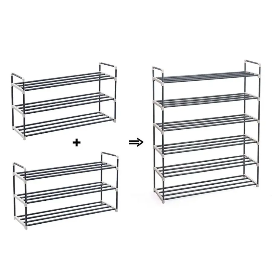 Kledingopbergers-ACAZA Schoenenrek - stapelbaar - 92x54x30 cm - zwart