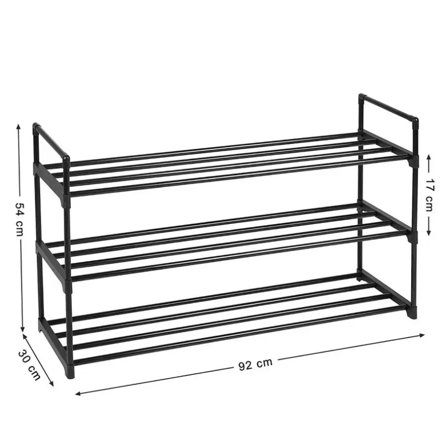 Kledingopbergers-ACAZA Schoenenrek - stapelbaar - 92x54x30 cm - zwart