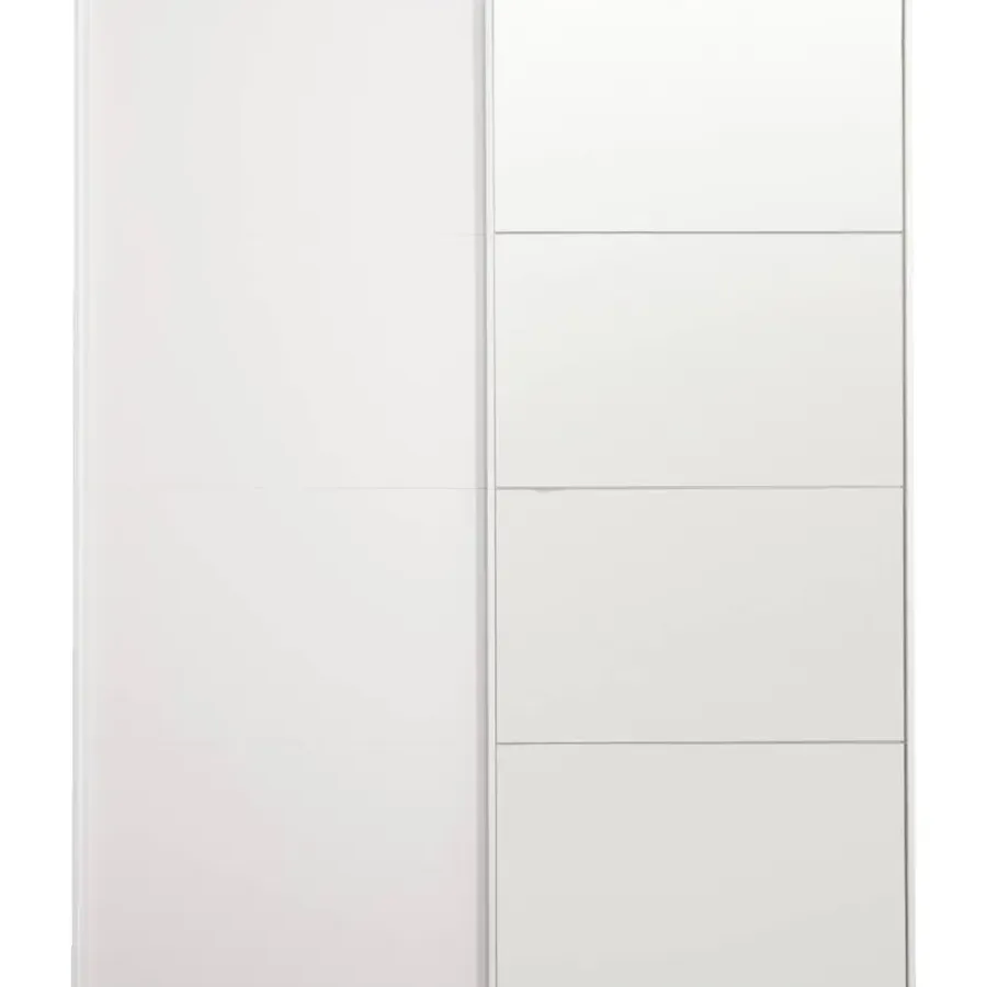 Leen Bakker Schuifdeurkast Bergamo - wit/spiegel - 221x178,5x66,6 cm