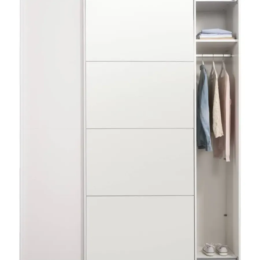 Leen Bakker Schuifdeurkast Bergamo - wit/spiegel - 221x178,5x66,6 cm