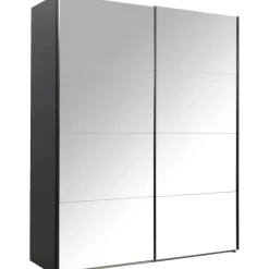 Schuifdeurkasten-Leen Bakker Schuifdeurkast Bergamo met spiegeldeuren - antraciet - 221x178,5x66,6 cm