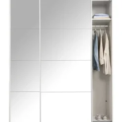 Schuifdeurkasten-Leen Bakker Schuifdeurkast Bergamo met spiegeldeuren - wit - 221x178,5x66,6 cm
