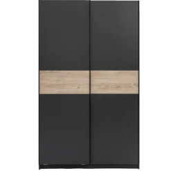 Leen Bakker Schuifdeurkast Genua - antraciet/eikenkleur - 204x122x60 cm