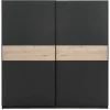 Leen Bakker Schuifdeurkast Genua - antraciet/eikenkleur - 204x200x60 cm