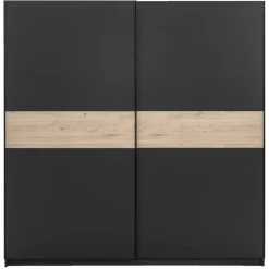 Leen Bakker Schuifdeurkast Genua - antraciet/eikenkleur - 204x200x60 cm