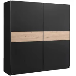 Leen Bakker Schuifdeurkast Genua - antraciet/eikenkleur - 204x200x60 cm