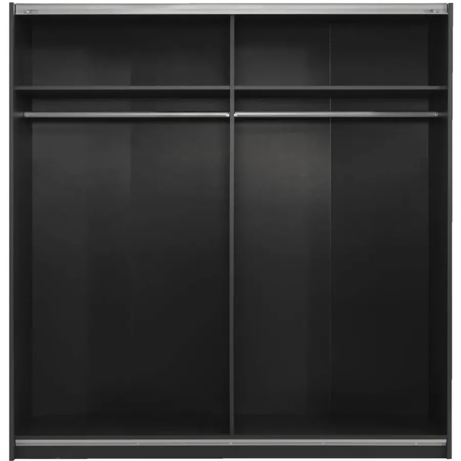 Leen Bakker Schuifdeurkast Genua - antraciet/eikenkleur - 204x200x60 cm
