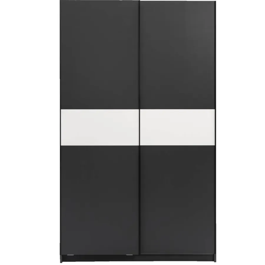 Leen Bakker Schuifdeurkast Genua - antraciet/wit - 204x122x60 cm