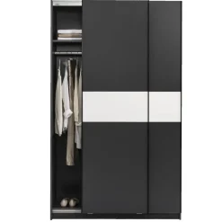 Leen Bakker Schuifdeurkast Genua - antraciet/wit - 204x122x60 cm