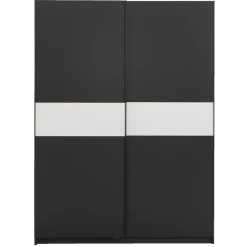 Leen Bakker Schuifdeurkast Genua - antraciet/wit - 204x150x60 cm