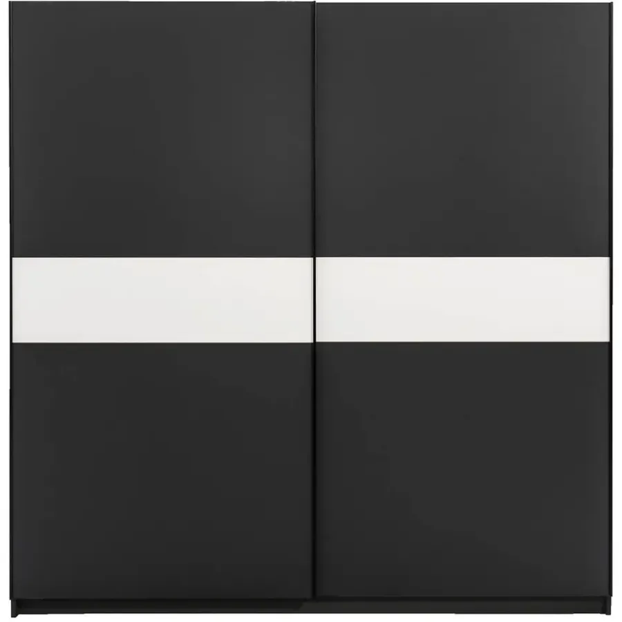 Leen Bakker Schuifdeurkast Genua - antraciet/wit - 204x200x60 cm