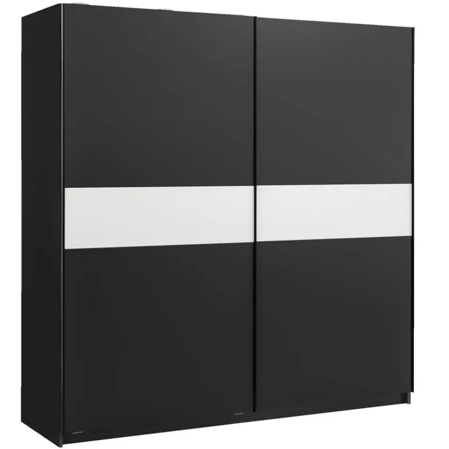 Leen Bakker Schuifdeurkast Genua - antraciet/wit - 204x200x60 cm