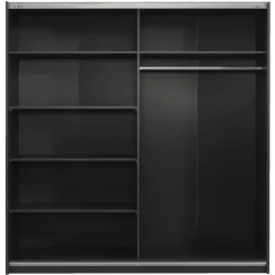 Leen Bakker Schuifdeurkast Genua - antraciet/wit - 204x200x60 cm