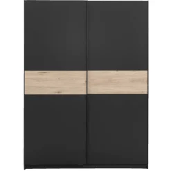 Leen Bakker Schuifdeurkast Genua - antraciet/eikenkleur - 204x150x60 cm