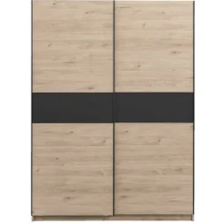 Leen Bakker Schuifdeurkast Genua - eikenkleur/antraciet - 204x150x60 cm