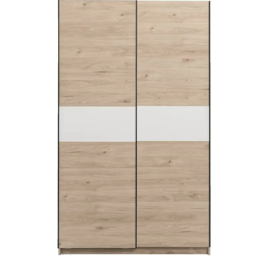 Leen Bakker Schuifdeurkast Genua - eikenkleur/wit - 204x122x60 cm
