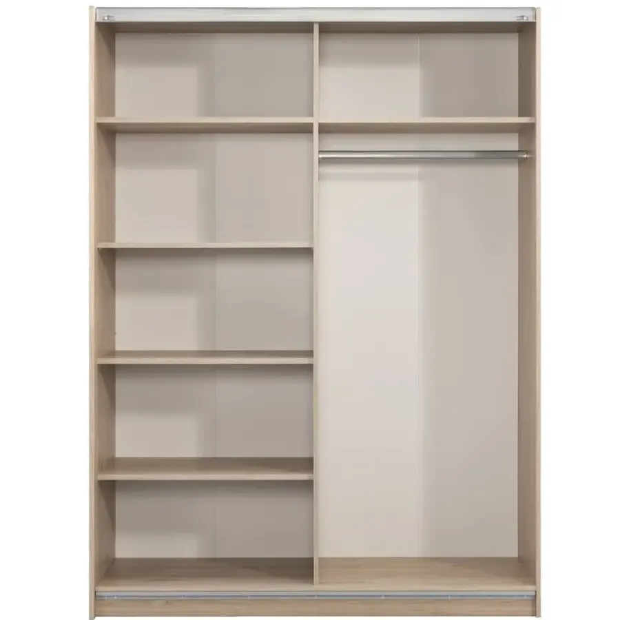 Leen Bakker Schuifdeurkast Genua - eikenkleur/wit - 204x150x60 cm