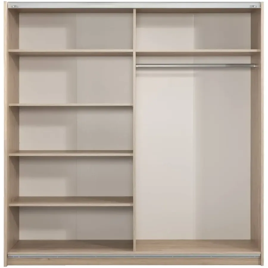 Kledingkasten|Kledingkasten-Leen Bakker Schuifdeurkast Genua - eikenkleur/antraciet - 204x200x60 cm