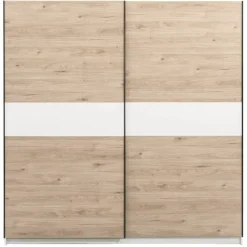 Leen Bakker Schuifdeurkast Genua - eikenkleur/wit - 204x200x60 cm