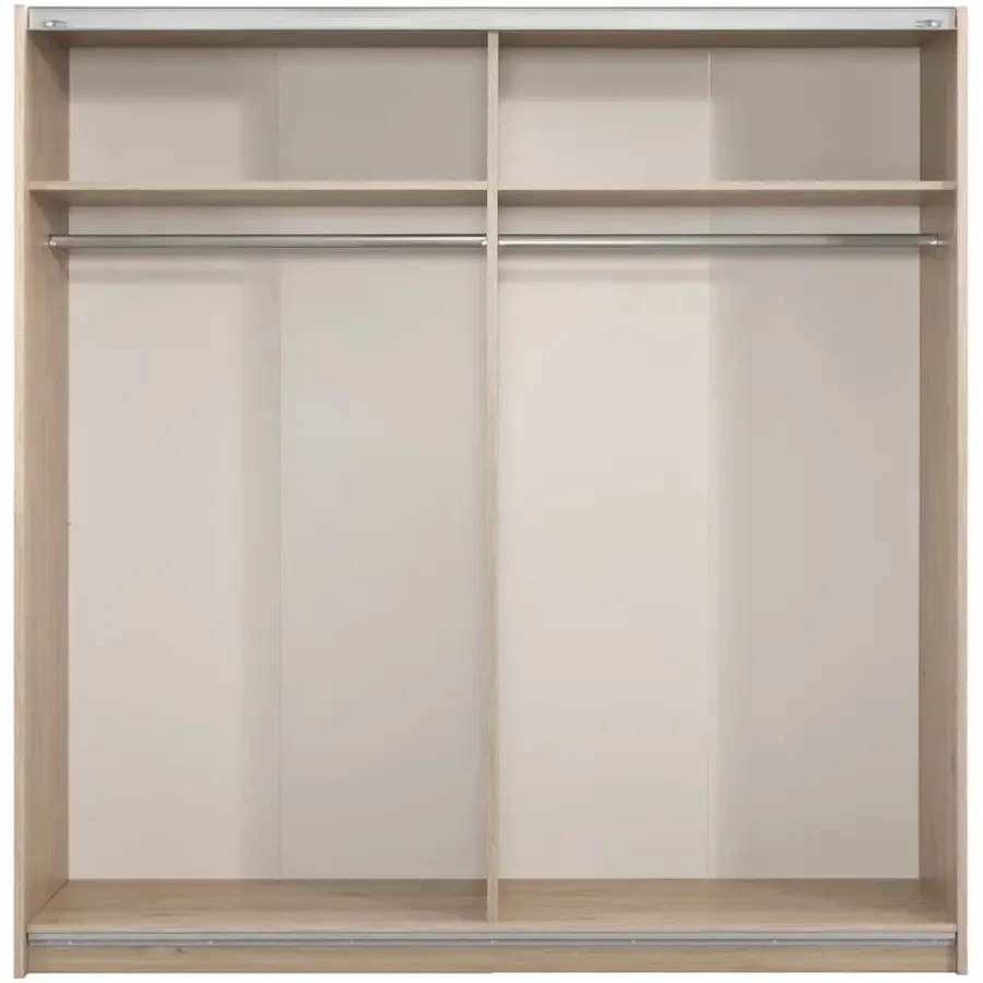 Leen Bakker Schuifdeurkast Genua - eikenkleur/wit - 204x200x60 cm
