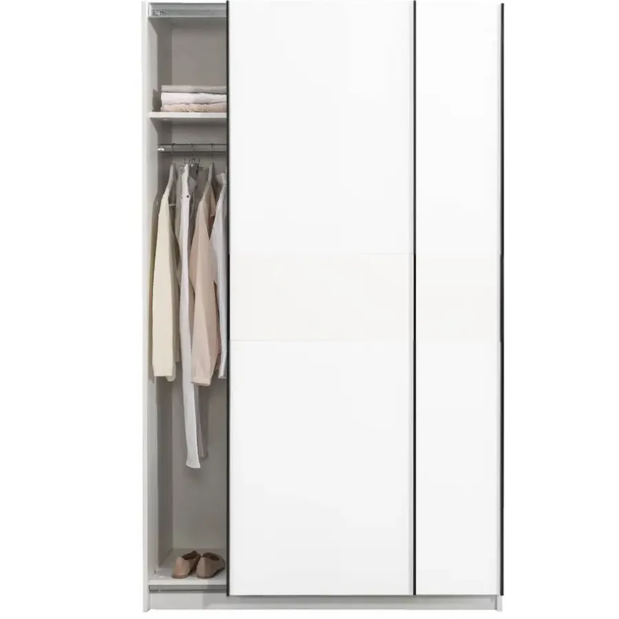 Leen Bakker Schuifdeurkast Genua - wit - 204x122x60 cm
