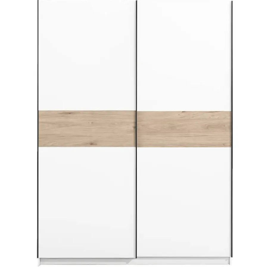 Leen Bakker Schuifdeurkast Genua - wit/eikenkleur - 204x150x60 cm