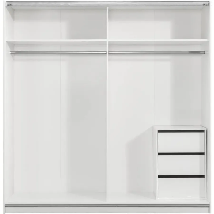Schuifdeurkasten|Kledingkasten-Leen Bakker Schuifdeurkast Genua - wit/eikenkleur - 204x200x60 cm