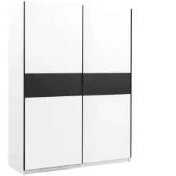 Leen Bakker Schuifdeurkast Genua - wit/antraciet - 204x150x60 cm